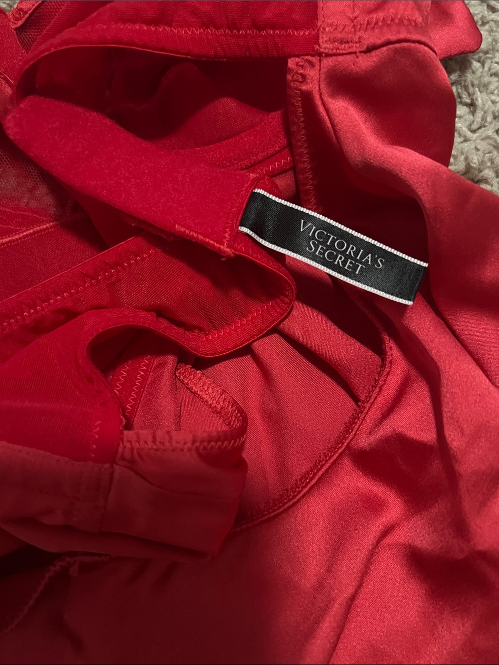 Victoria's Secret Red Satin Bow-Front Camisole & Shorts Set - Picture 4 of 4